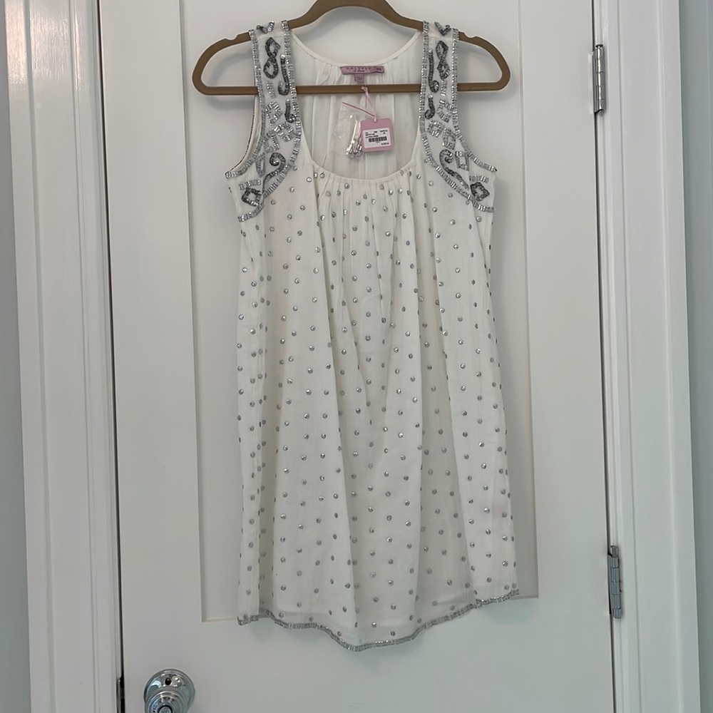 Calypso white dress with sequins